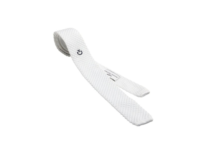 Cravatta tricot con logo con spilla in metallo