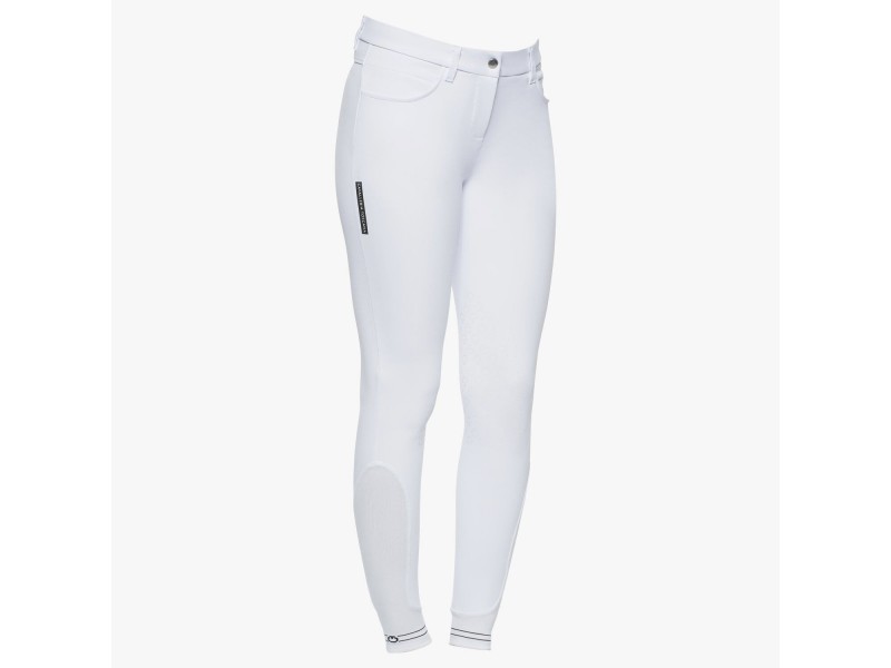 Pantaloni donna con grip al ginocchio e logo traforato